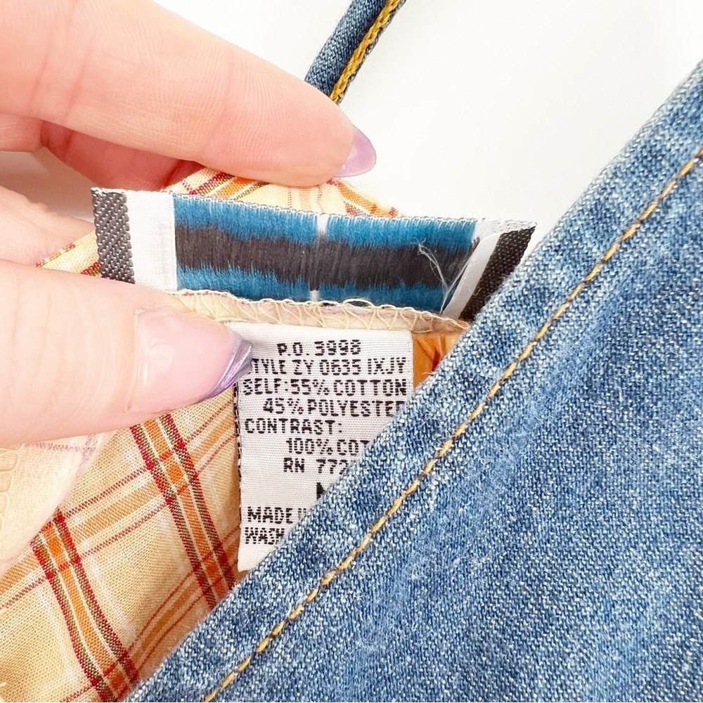 Aqua Blues Vintage Y2K Plaid Denim‎ Mini Dress M - Picture 6 of 6